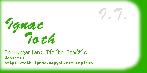 ignac toth business card